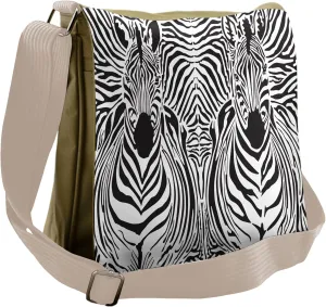 Ambesonne Black White Messenger Bag, Savannah Zebra Stripe, Unisex Cross-body