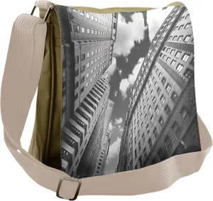 Ambesonne Black White Messenger Bag, Sky in Manhattan, Unisex Cross-body