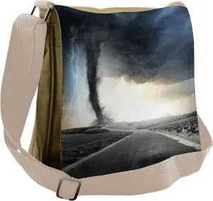 Ambesonne Nature Messenger Bag, Black Tornado Funnel Gas, Unisex Cross-body