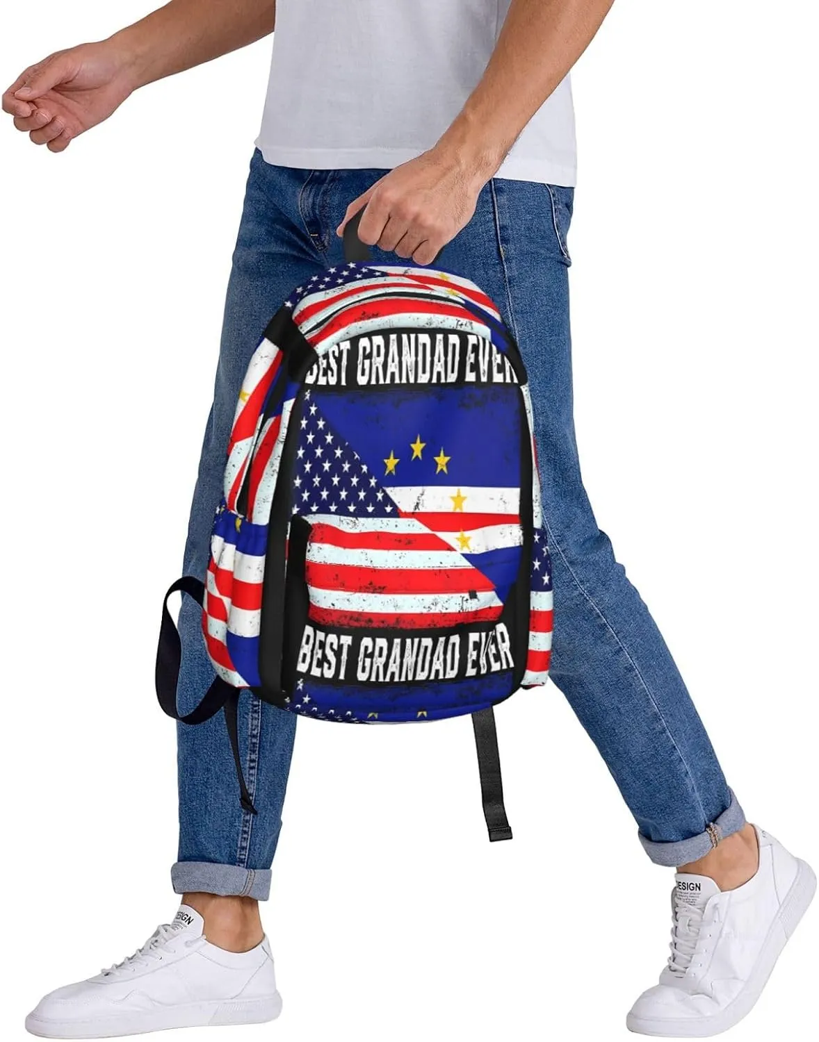 American Cabo Verde Flag Large Travel Backpack Casual Backpacks Laptop Daypack Working Rucksack Lightweight Back Pack Sports Bag with Adjustable Shoulder Strap
