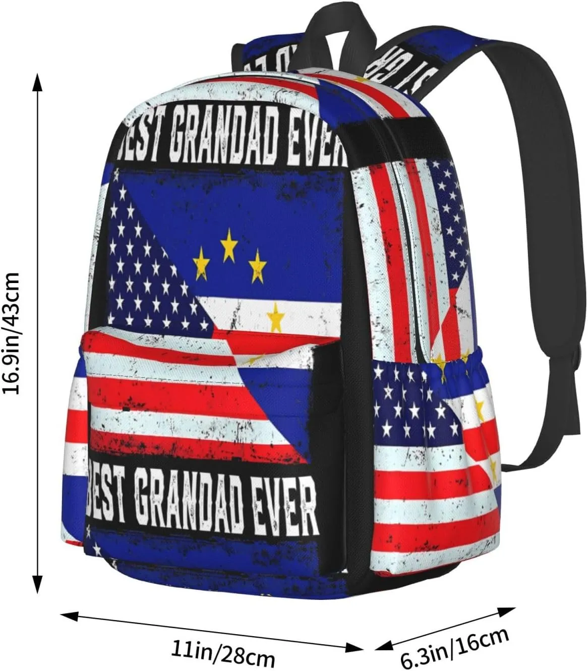 American Cabo Verde Flag Large Travel Backpack Casual Backpacks Laptop Daypack Working Rucksack Lightweight Back Pack Sports Bag with Adjustable Shoulder Strap