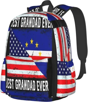 American Cabo Verde Flag Large Travel Backpack Casual Backpacks Laptop Daypack Working Rucksack Lightweight Back Pack Sports Bag with Adjustable Shoulder Strap