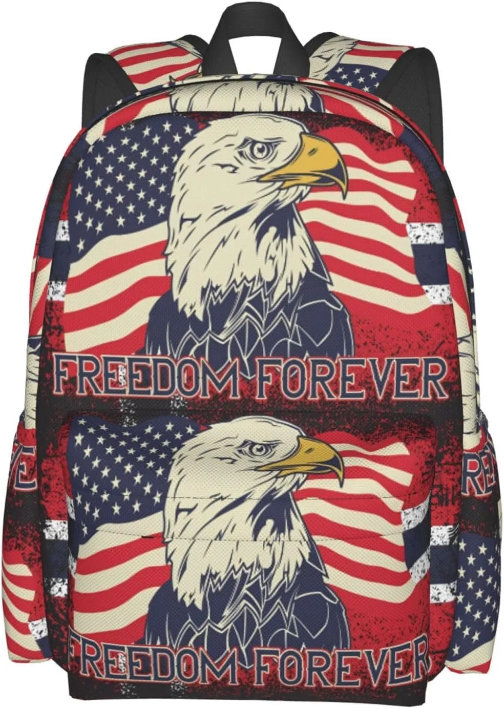 American Independence Day American Flag Eagle Freedom Forever Casual Backpacks Large Travel Backpack Laptop Rucksack Sports Daypack Adjustable Strap Bag for Camping Hiking