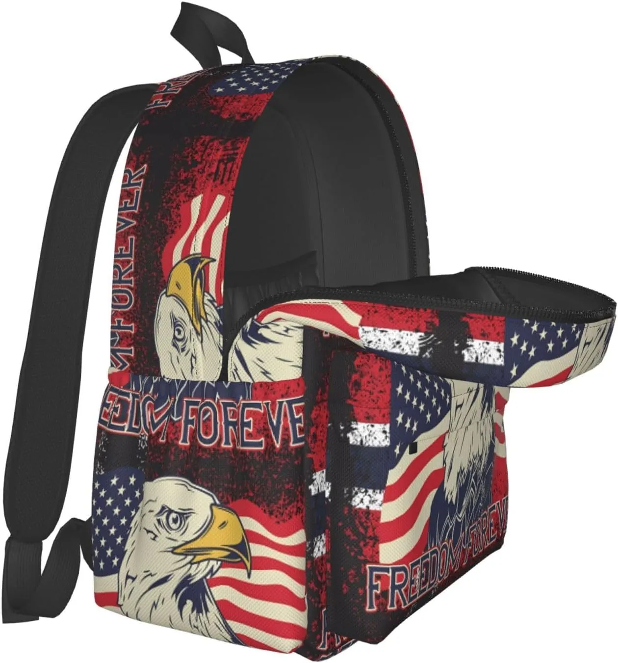 American Independence Day American Flag Eagle Freedom Forever Casual Backpacks Large Travel Backpack Laptop Rucksack Sports Daypack Adjustable Strap Bag for Camping Hiking