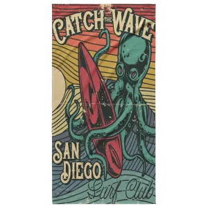 An Octopus Catch The Wave Beach Towel