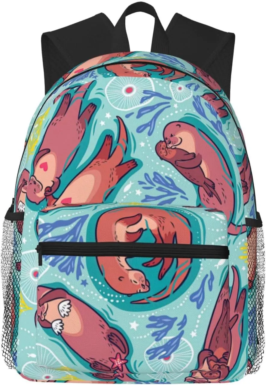 Animal Cute Brown Otters Print Casual Backpack,Lightweight Backpack Laptop Backpacks For Men Women,Travel Work Computer Bag