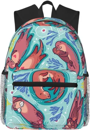 Animal Cute Brown Otters Print Casual Backpack,Lightweight Backpack Laptop Backpacks For Men Women,Travel Work Computer Bag