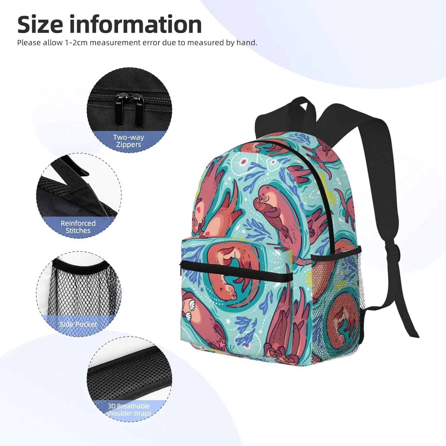 Animal Cute Brown Otters Print Casual Backpack,Lightweight Backpack Laptop Backpacks For Men Women,Travel Work Computer Bag