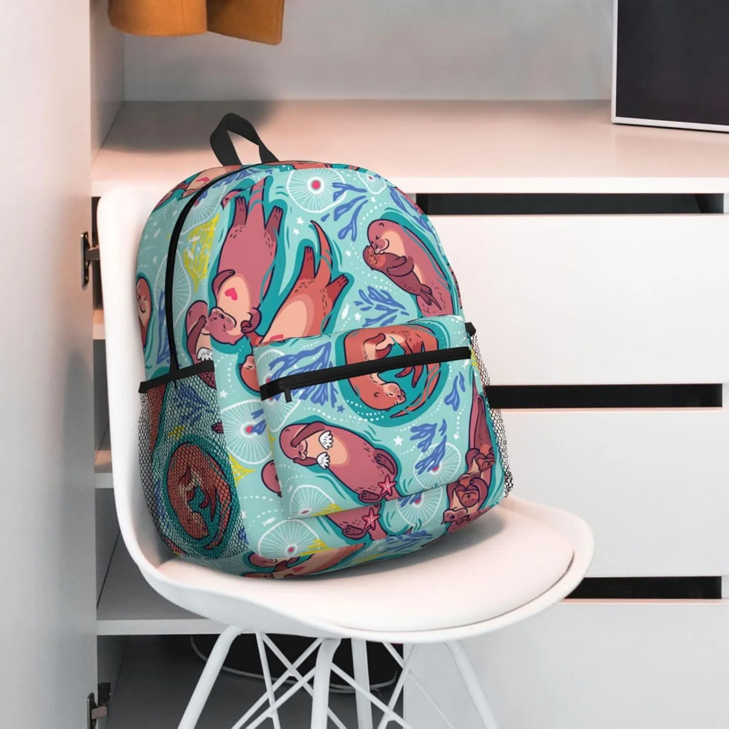Animal Cute Brown Otters Print Casual Backpack,Lightweight Backpack Laptop Backpacks For Men Women,Travel Work Computer Bag