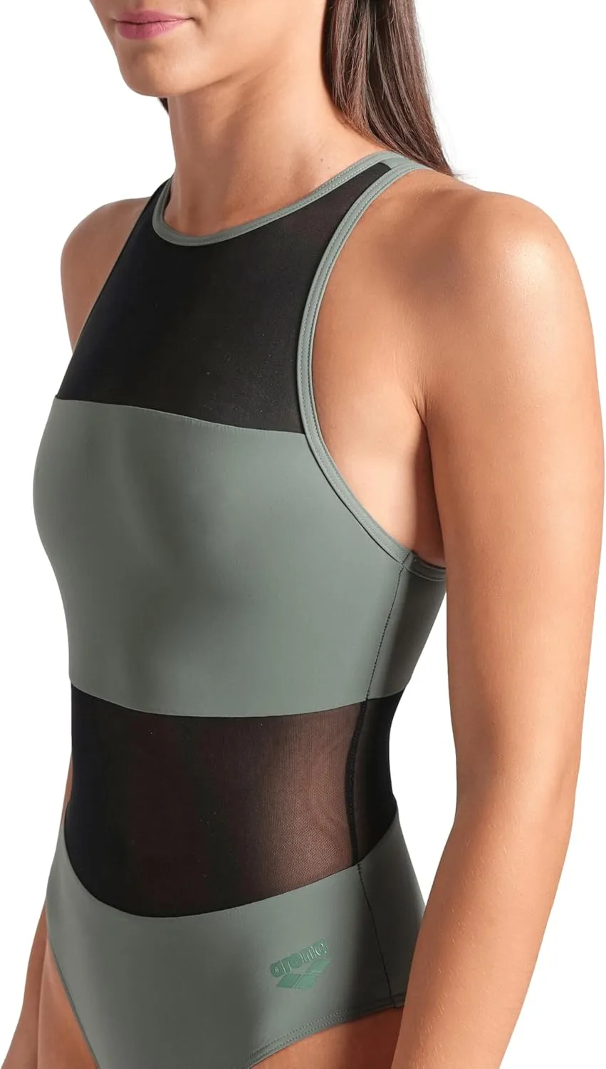 ARENA Feel Women's Mesh Panels Vent Back One Piece Swimsuit Elegant Sexy Ladies Bathing Suit Stretchy Sophisticated Swimwear