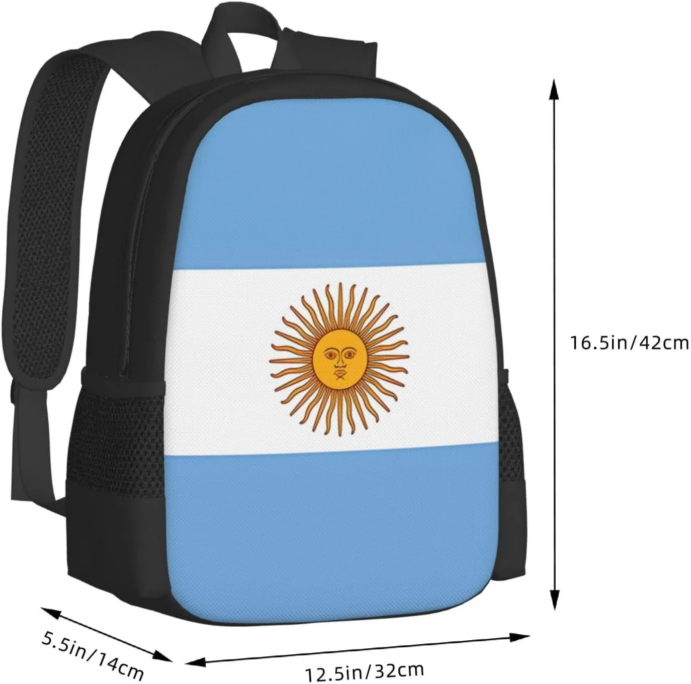 Argentina Flag Casual Backpacks Large Capacity Backpack Laptop Rucksack Sport Daypack Commuter Bags with Adjustable Strap for Traveling Camping