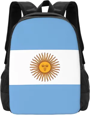 Argentina Flag Casual Backpacks Large Capacity Backpack Laptop Rucksack Sport Daypack Commuter Bags with Adjustable Strap for Traveling Camping