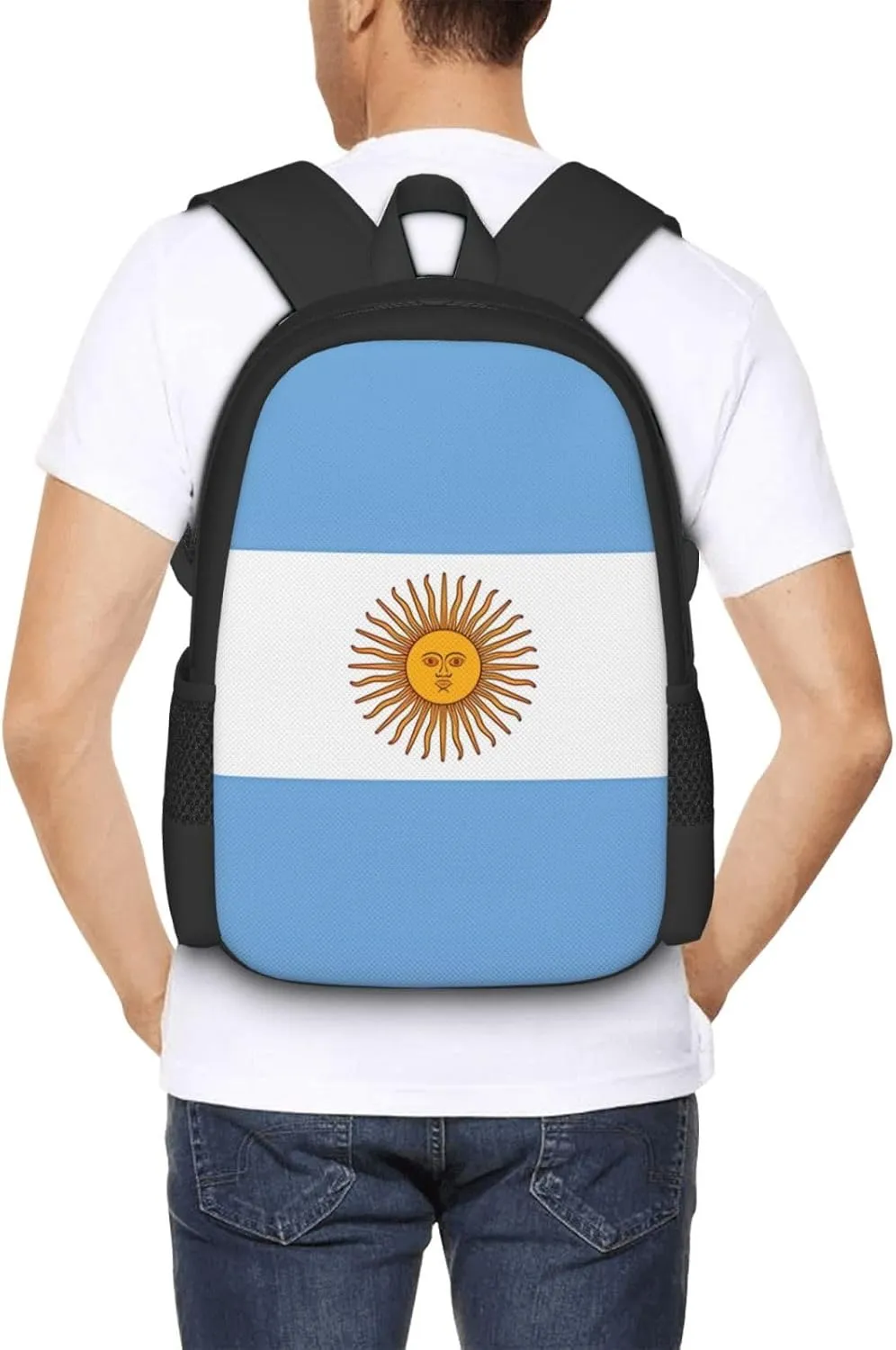 Argentina Flag Casual Backpacks Large Capacity Backpack Laptop Rucksack Sport Daypack Commuter Bags with Adjustable Strap for Traveling Camping