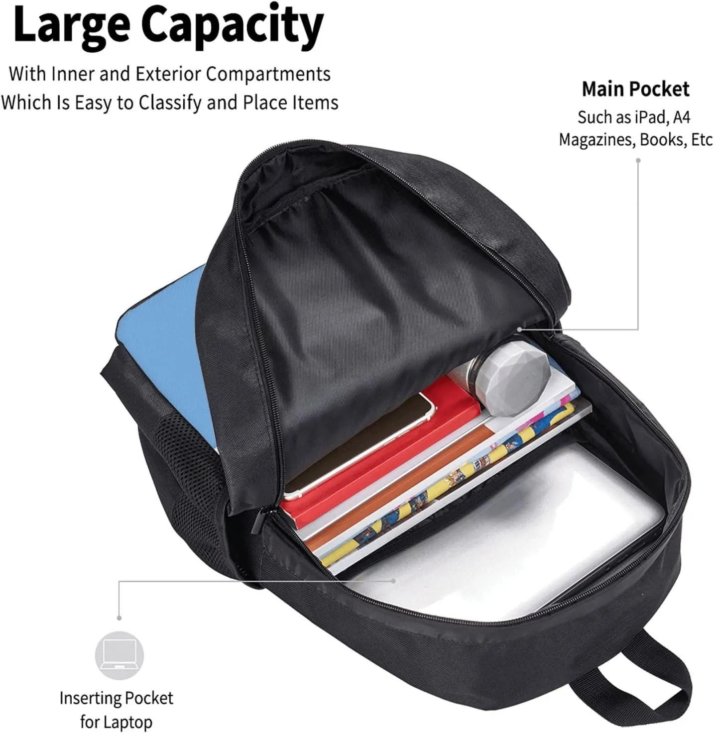 Argentina Flag Casual Backpacks Large Capacity Backpack Laptop Rucksack Sport Daypack Commuter Bags with Adjustable Strap for Traveling Camping