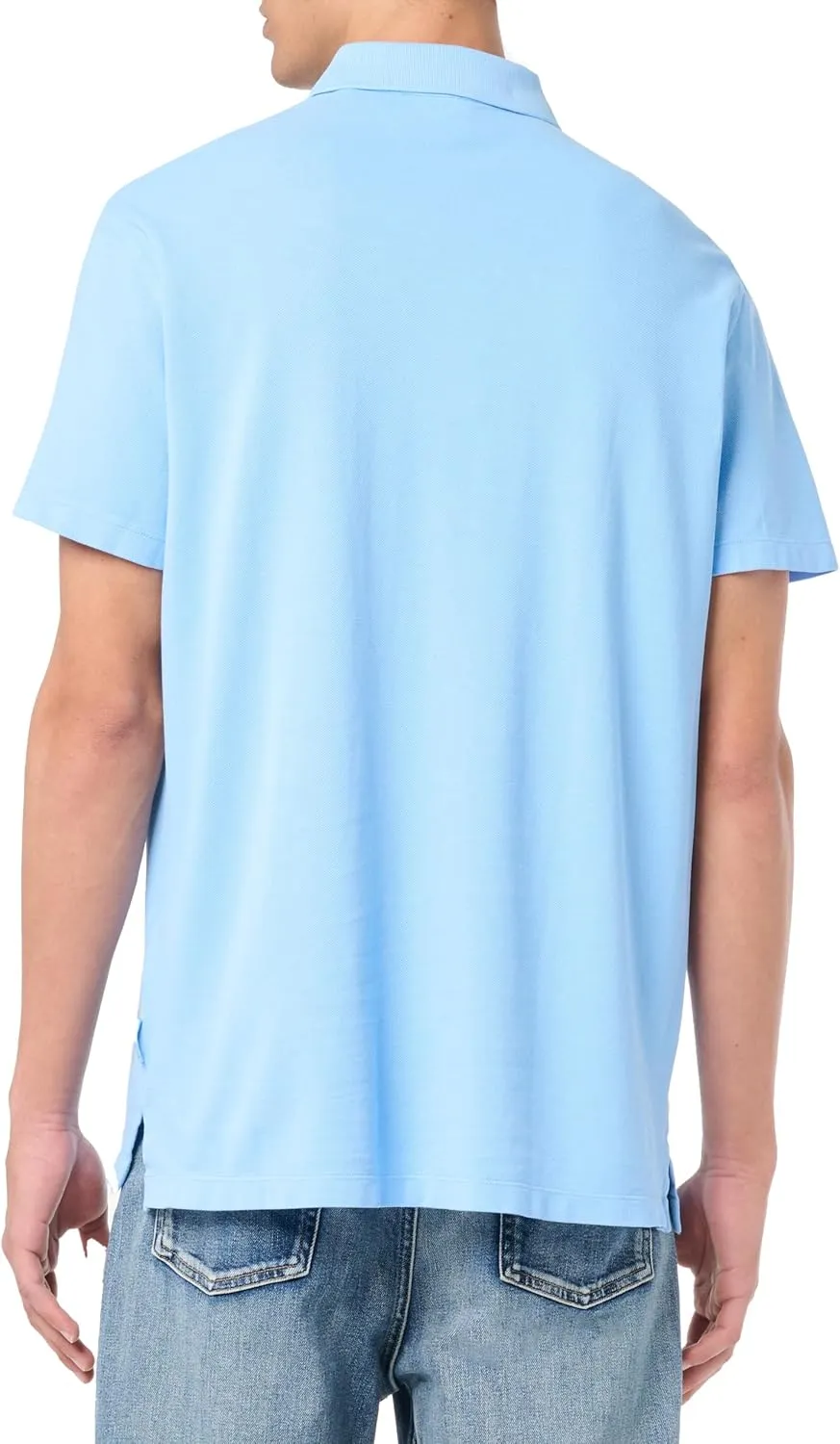 Armani Exchange Men's Regular Fit Solid Colored Sun Washed Pique Polo