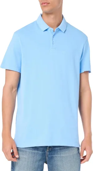 Armani Exchange Men's Regular Fit Solid Colored Sun Washed Pique Polo