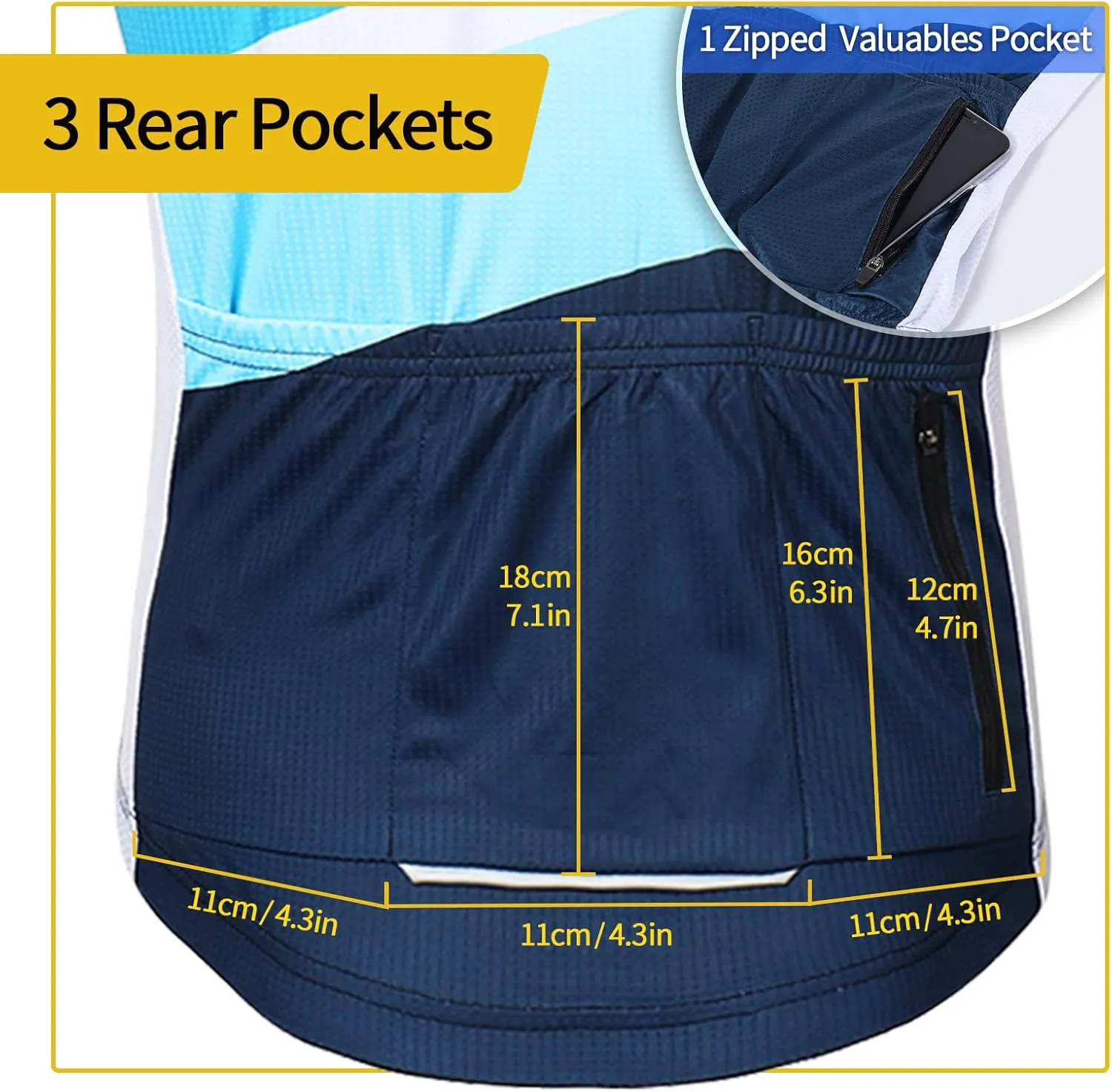 ARSUXEO Men's Cycling Jersey Short Sleeves Mountain Bike Shirt MTB Top Zipper Pockets Reflective