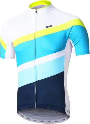 ARSUXEO Men's Cycling Jersey Short Sleeves Mountain Bike Shirt MTB Top Zipper Pockets Reflective