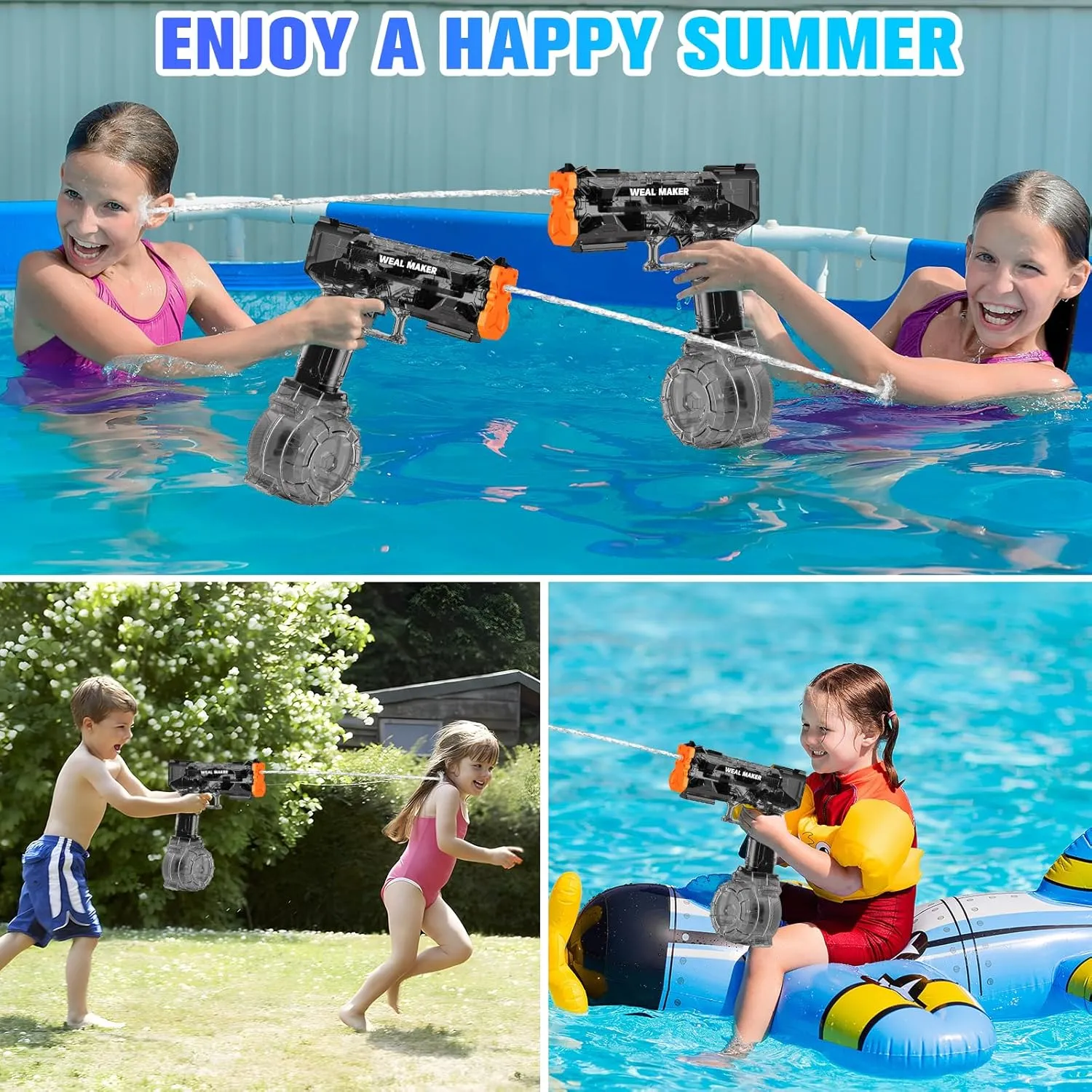 artcool Stronger Electric Water Gun for Kid/Aldult,Transparent Automatic Squirt Guns High Powered IP67 Waterproof, Water Guns with 400 Ammos for Outdoor Summer Beach Pool （Black）
