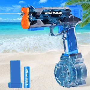 artcool Stronger Electric Water Gun for Kid/Aldult,Transparent Automatic Squirt Guns High Powered IP67 Waterproof, Water Guns with 400 Ammos for Outdoor Summer Beach Pool （Blue）