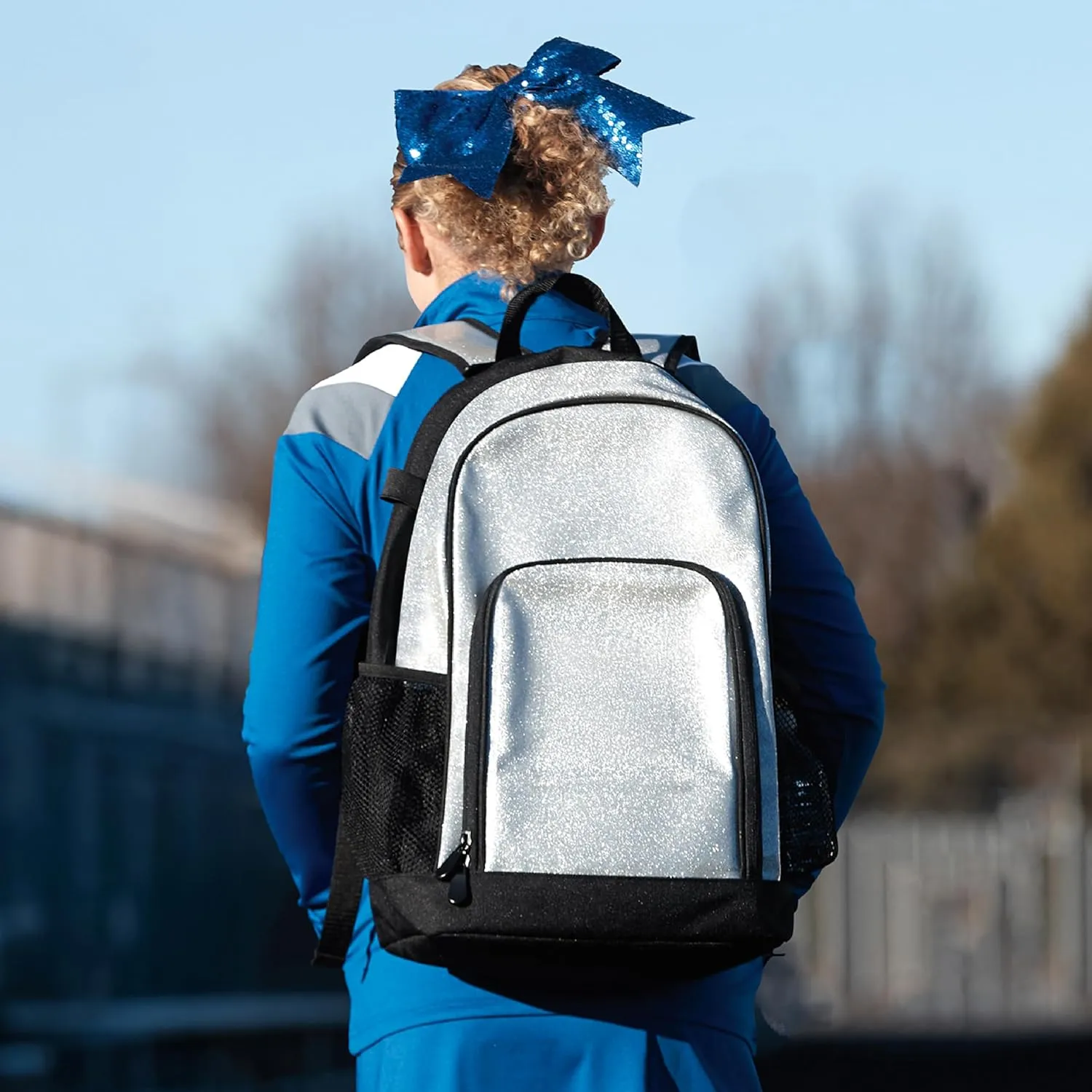 Augusta Sportswear Backpack, Silver Glitter/Black, One Size