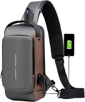 Auricz Bag, Auricz Sling Bag, New Carbon Fiber Streamline Anti-Theft Sling Bag for Men Women, USB Charging Sport Slings