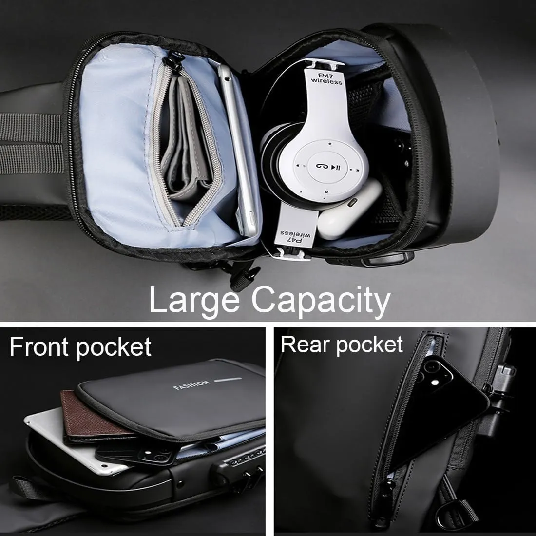 Auricz Bag, New Carbon Fiber Streamline Anti-Theft Sling Bag, Man Purse Crossbody/Chest Edc Bag Waterproof, Travel Use