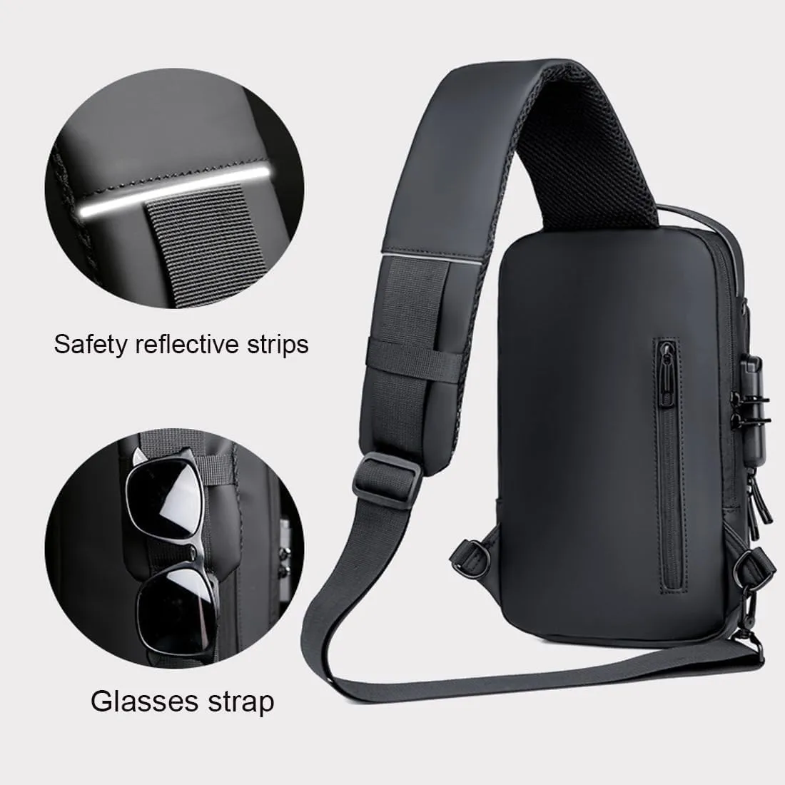 Auricz Bag, New Carbon Fiber Streamline Anti-Theft Sling Bag, Man Purse Crossbody/Chest Edc Bag Waterproof, Travel Use