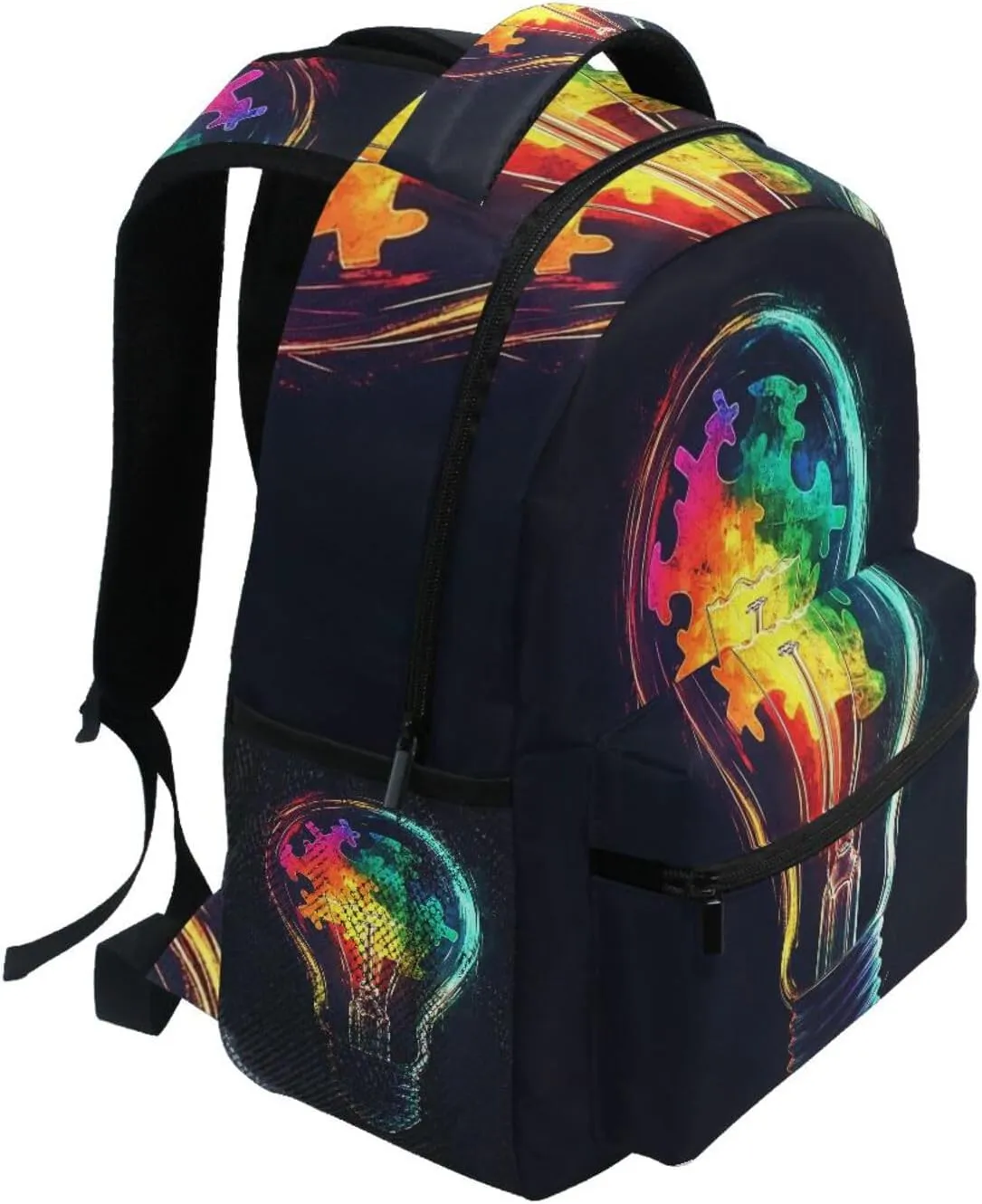Autism Awareness Electric Bulb Boys Girls Kids School Backpacks Bookbag, School Bag Travel Backpack Daypack