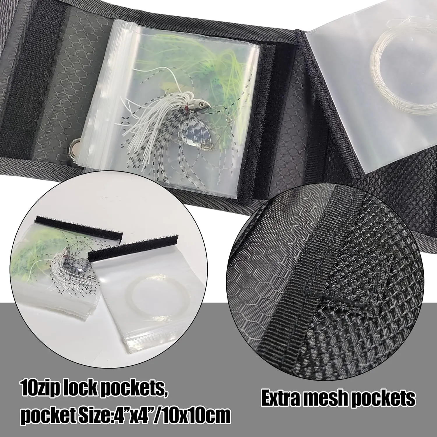 Aventik 10 Pockets Fishing Tackle Binder Fly Fishing Leader Tippet Line Wallet Leader Case Tippet Storage Fly Fishing Great for Pre-Tied Carp and Catfish Rigs