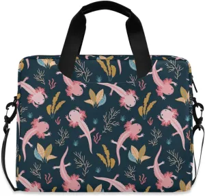 Axolotl & Sea Weed Aquarium Laptop Case 15.6 inch, Cute Laptop Bag, Waterproof Laptop Sleeve, Laptop Briefcase for Women & Men