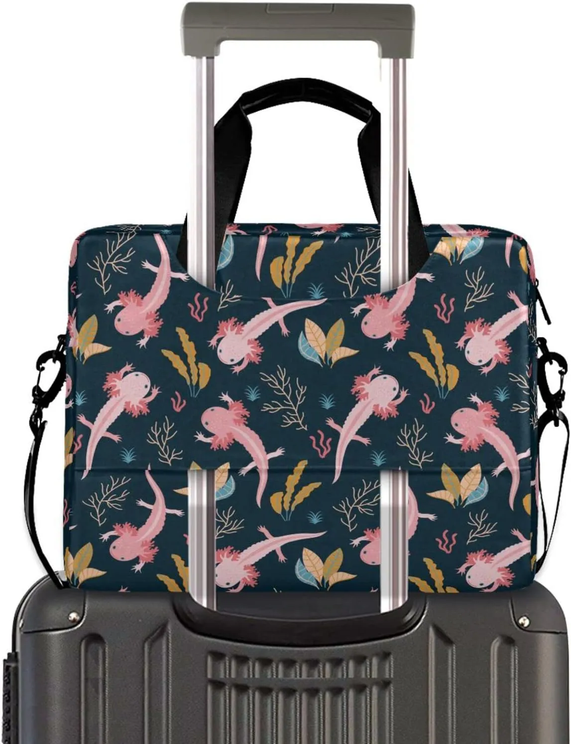 Axolotl & Sea Weed Aquarium Laptop Case 15.6 inch, Cute Laptop Bag, Waterproof Laptop Sleeve, Laptop Briefcase for Women & Men