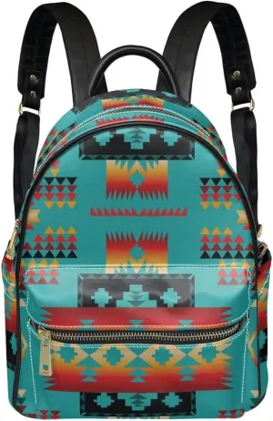 Aztec Geometric Backpack Purse for Women Fashion Ethnic Style Mini Daypack Navtive American Inca Maya Navajo Tribal Travel College Shoulder Bags