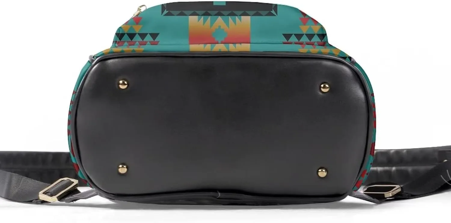 Aztec Geometric Backpack Purse for Women Fashion Ethnic Style Mini Daypack Navtive American Inca Maya Navajo Tribal Travel College Shoulder Bags