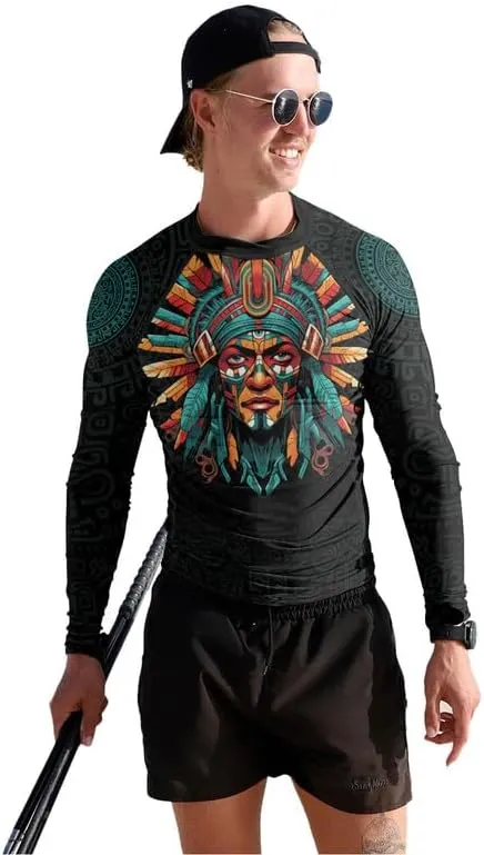Aztec Rash Guard Shirt Long Sleeves Baselayer Performance Fit Compression MMA BJJ Jiu-Jitsu Workout Rash Guard