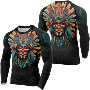 Aztec Rash Guard Shirt Long Sleeves Baselayer Performance Fit Compression MMA BJJ Jiu-Jitsu Workout Rash Guard