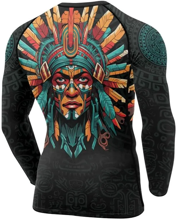 Aztec Rash Guard Shirt Long Sleeves Baselayer Performance Fit Compression MMA BJJ Jiu-Jitsu Workout Rash Guard