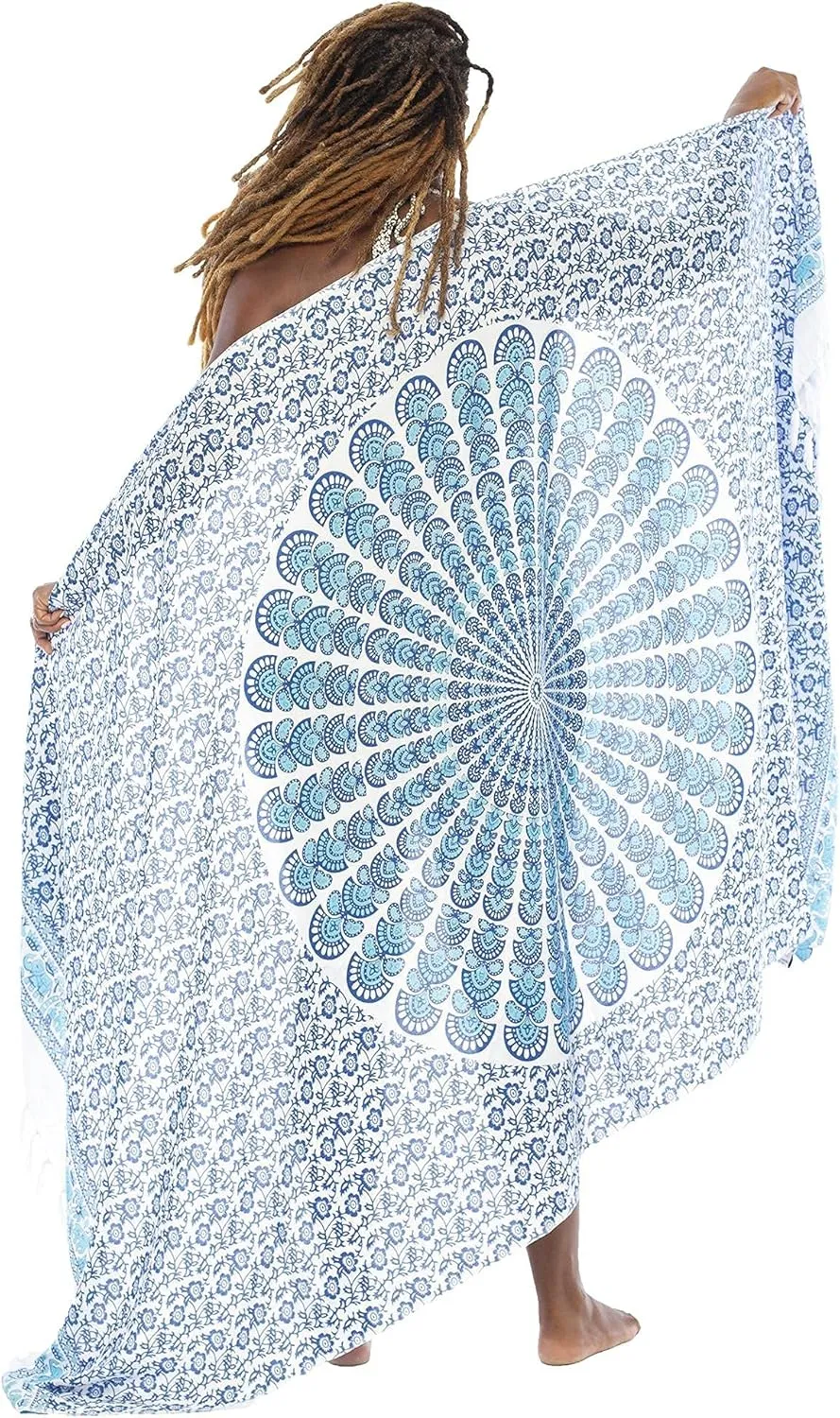 Back From Bali Womens Plus Size Sarong Swimsuit Cover Up Peacock Beach Wear Bikini Wrap Skirt with Coconut Clip