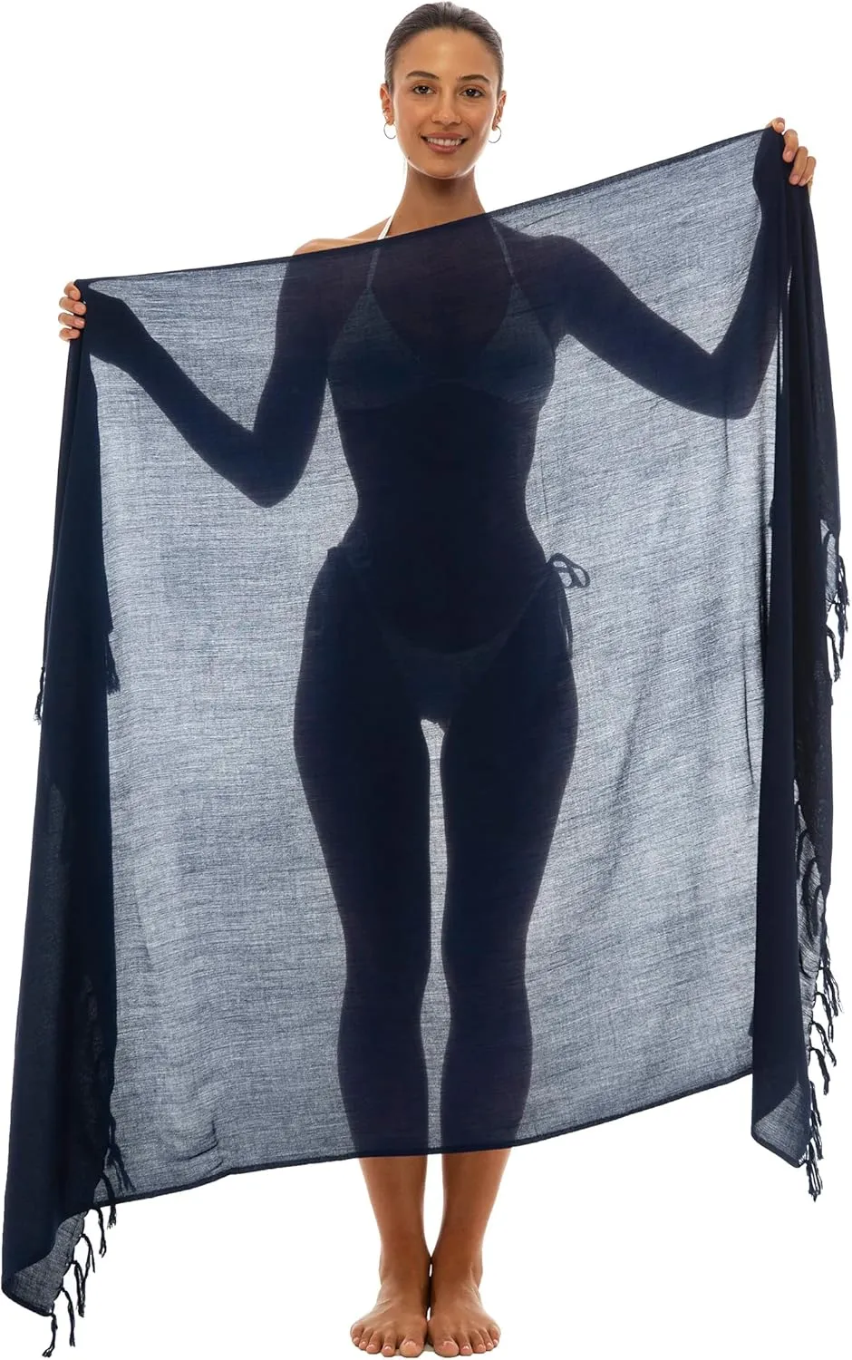 Back From Bali Womens Sarong Wrap Swimsuit Cover Up Solid Beach Pareo Bathing Suit Skirt Coconut Tie Clip