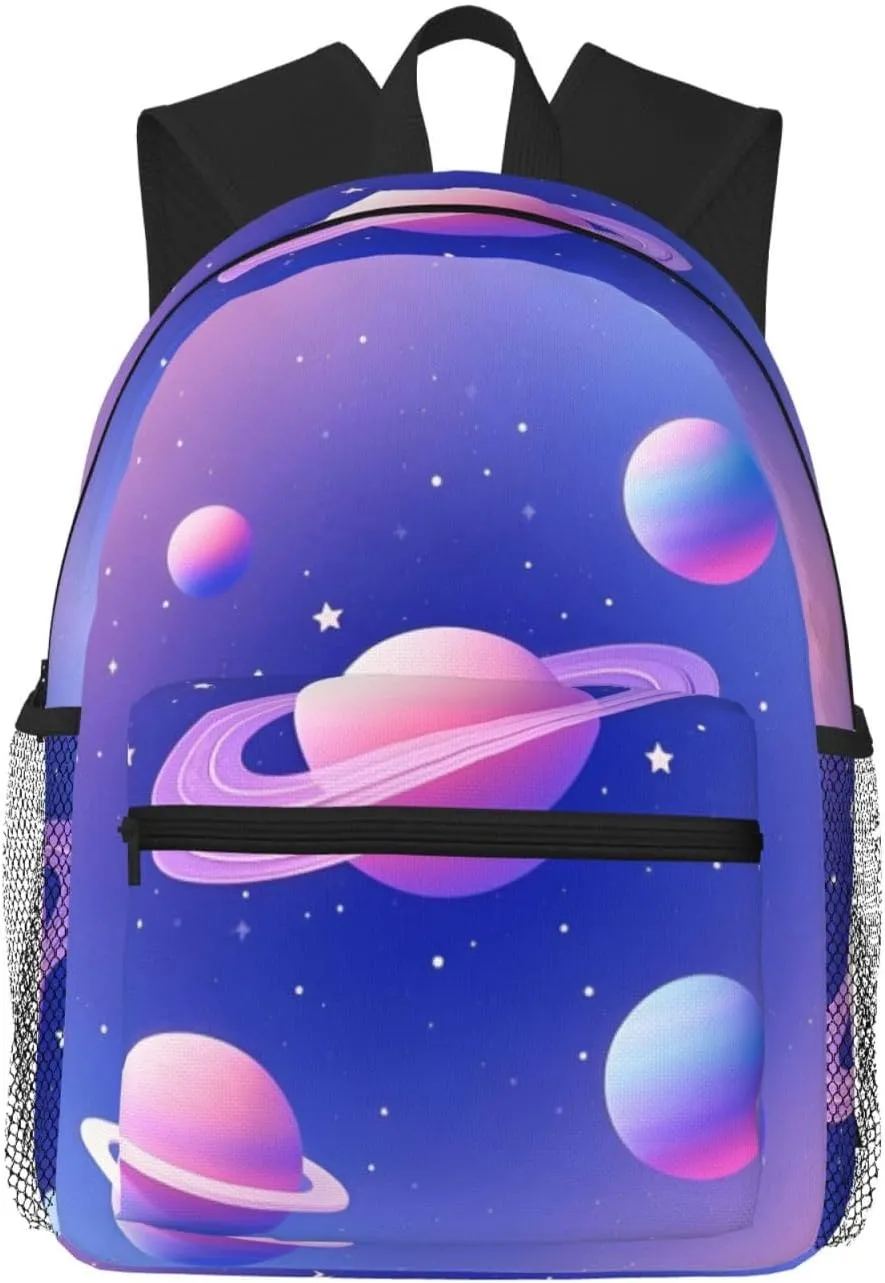 Backpack for Women Men 15.7 in, Lightweight Travel Backpack Waterproof Casual Daypack Laptop Computer Backpacks Carry On Bag Purse for Travel Business Hiking Work, Universe Starry Sky Planet