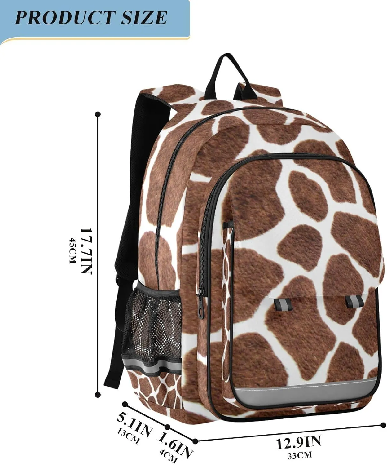 Backpack Giraffe Print ​Toddler School Bags Child Lightweight Preschool Large Bookbags for Girls-Boys Middle-School Elementary