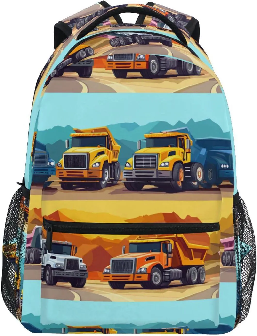 Backpacks for Teens Boys Girls Fashion Stylish Travel Bags with Chest Strap for College Work Construction Truck Cartoon Dump Truck