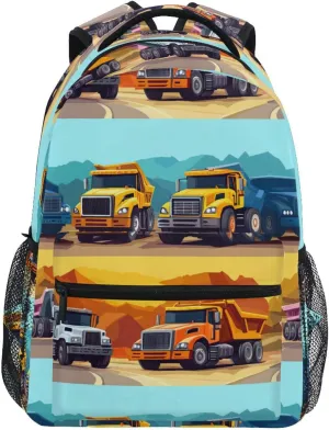 Backpacks for Teens Boys Girls Fashion Stylish Travel Bags with Chest Strap for College Work Construction Truck Cartoon Dump Truck