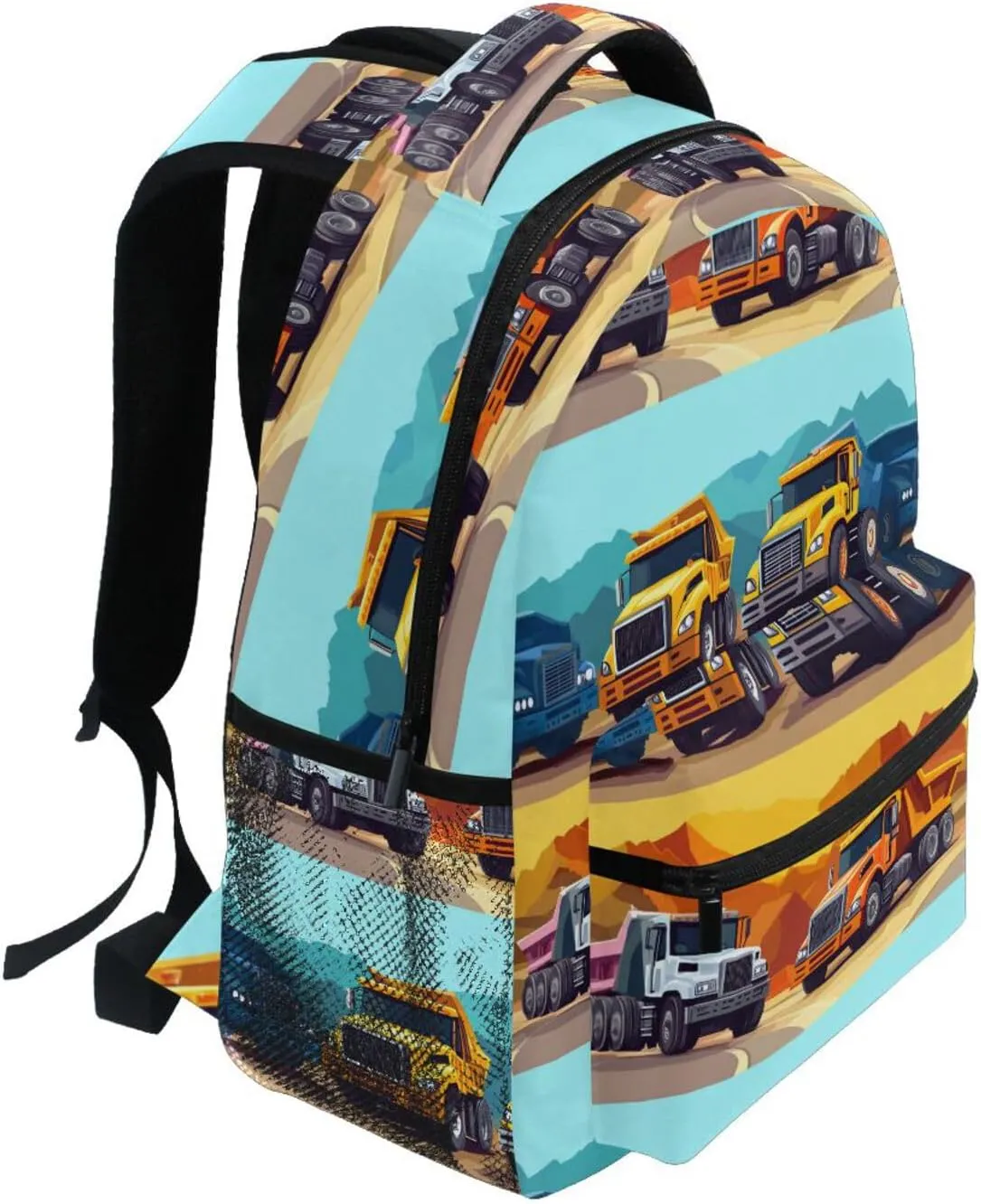 Backpacks for Teens Boys Girls Fashion Stylish Travel Bags with Chest Strap for College Work Construction Truck Cartoon Dump Truck