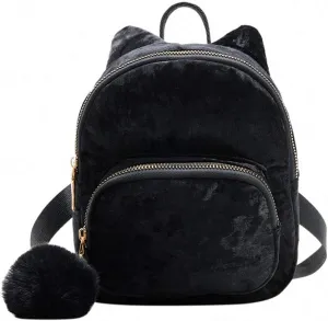 backpacks women Hairball Shoulder Bag Backpack Students Bag G0618#10 Black