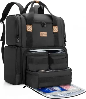 BAFASO Cosmetic Bag with 3 Inner Removable Pouches, Travel Makeup Bag with Multiple Pockets, Black