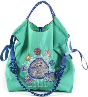 Ball&Chain Stylish Embroidered Nylon Tote Bag for Women - Perfect for Shopping,Travel, Beach, and Ideal Birthday Gift!