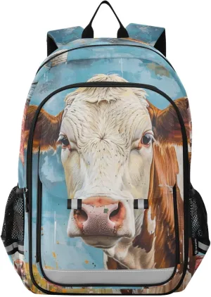 Barn Cow Rustic Vintage Backpack for Women Men Travel Laptop Backpacks Daypack Book Bag Daypack with Reflective Strip 12.9” × 17.7”