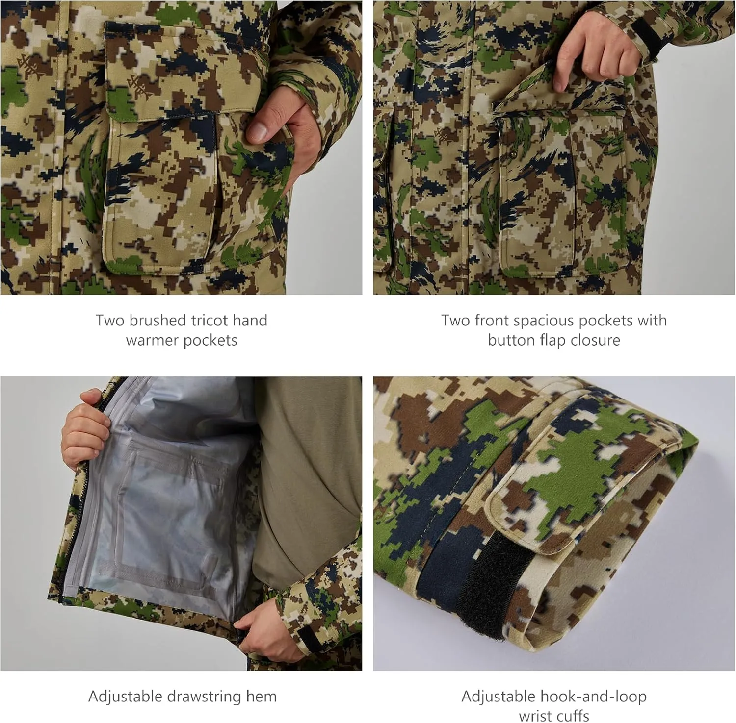 BASSDASH Walker Breathable Waterproof Fishing Hunting Wading Jackets with Silent Outer Fabric for Men Women in 7 Sizes
