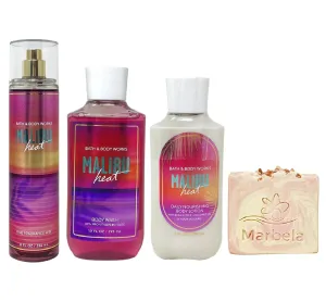 Bath & Body Works Malibu Heat Trio Gift Set - Fragrance Mist, Body Wash and Body Lotion - with a Himalayan Salts Springs Bar Soap - Full Size